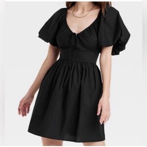 A New Day Black Puffy Sleeve Mini Dress XS